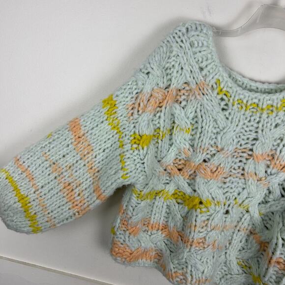 Anthropologie Jojo Multicolored Chunky Knit Oversized Wool Blend Sweater XS - Picture 6 of 9